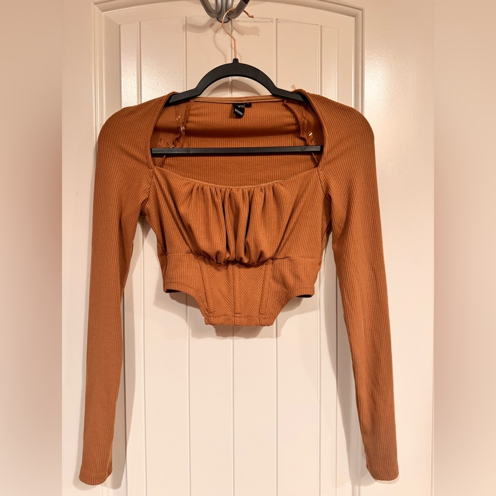 Windsor cropped corset long sleeve top size S